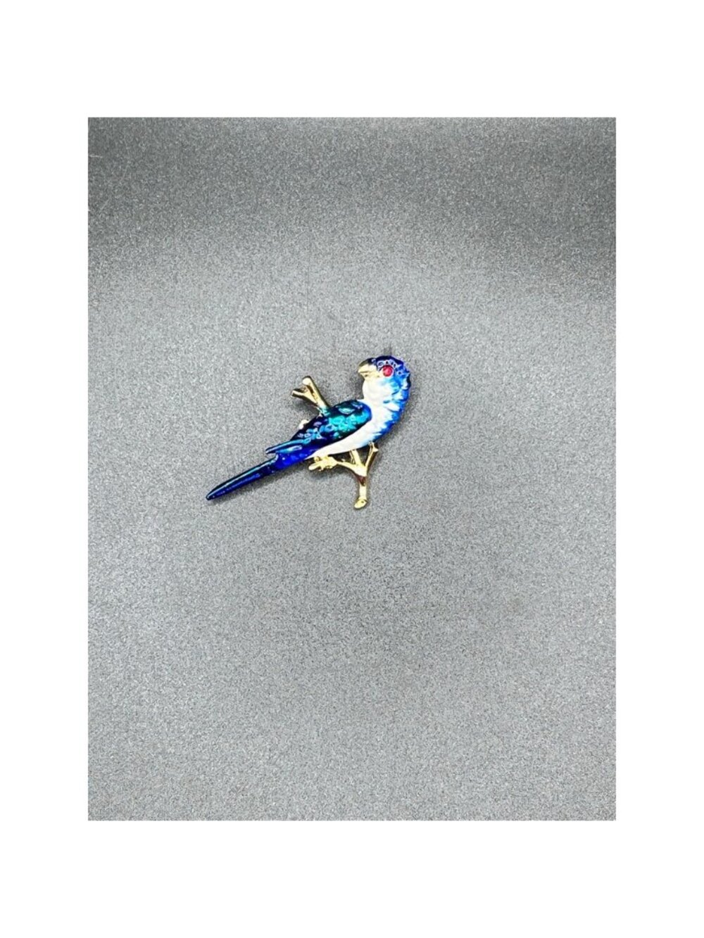 Enamel Parrot Brooch Bird Pin Blue Green Gold Tone Women Tropical Charm‎ Vtg 2"